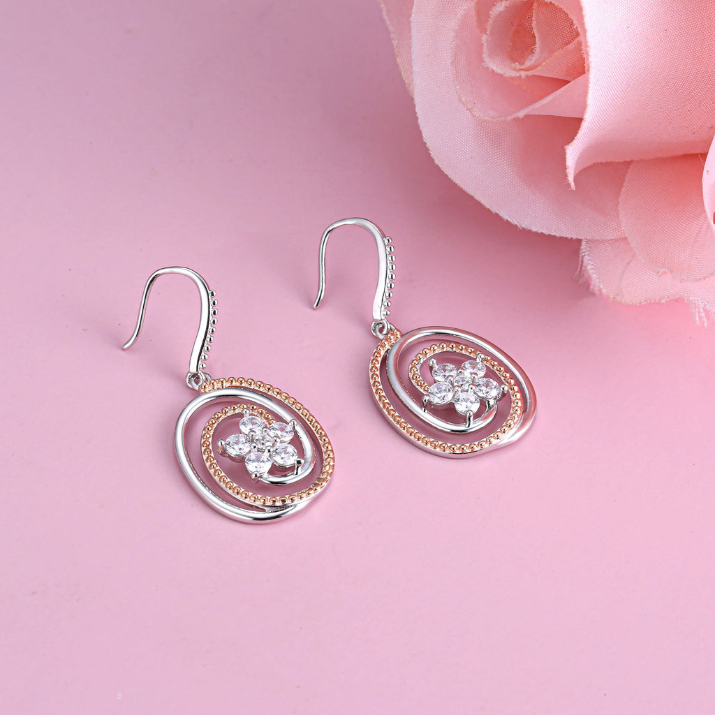 fish hoop fashion dangle drop earring rose gold plating