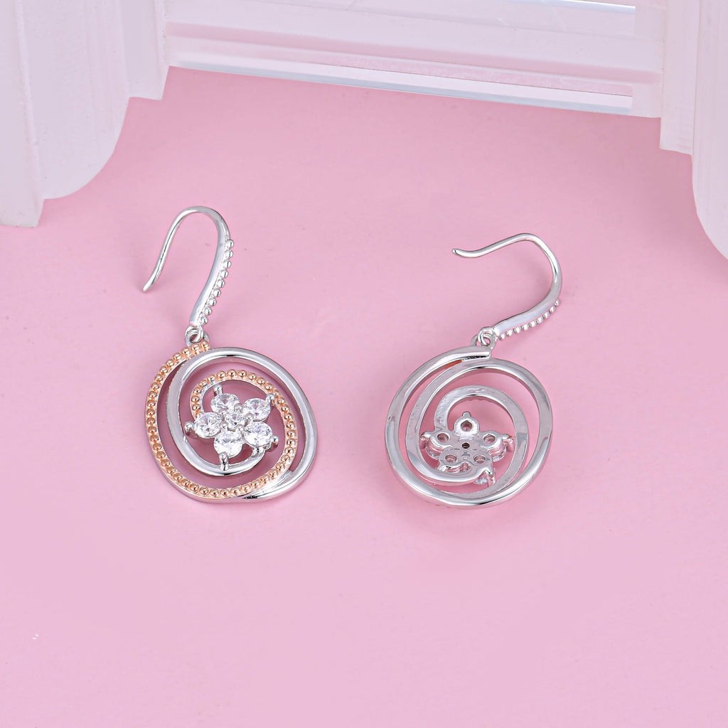 fish hoop fashion dangle drop earring rose gold plating