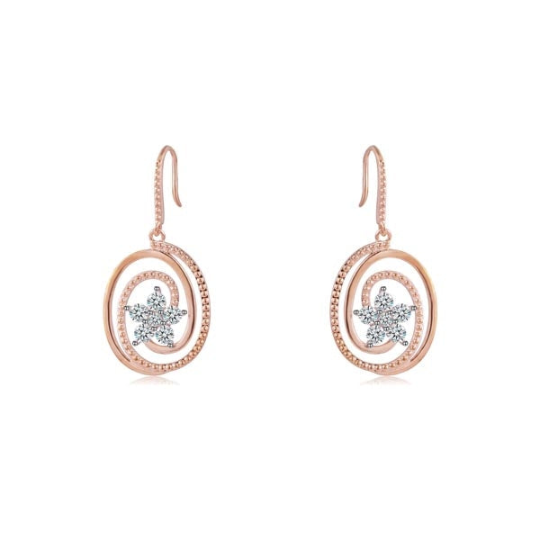 fish hoop fashion dangle drop earring rose gold plating